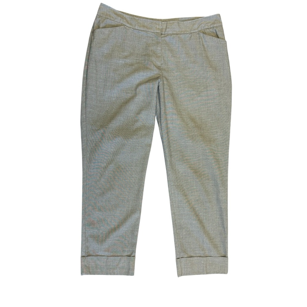 Chicos Size 2 Gray Cuffed Ankle Dress Pants Trousers Stretch Career